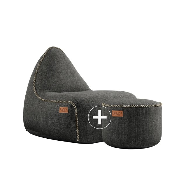 RETROit Cobana Outdoor Sitzsack Loungsessel mit Hocker – Sparset grau günstig online kaufen