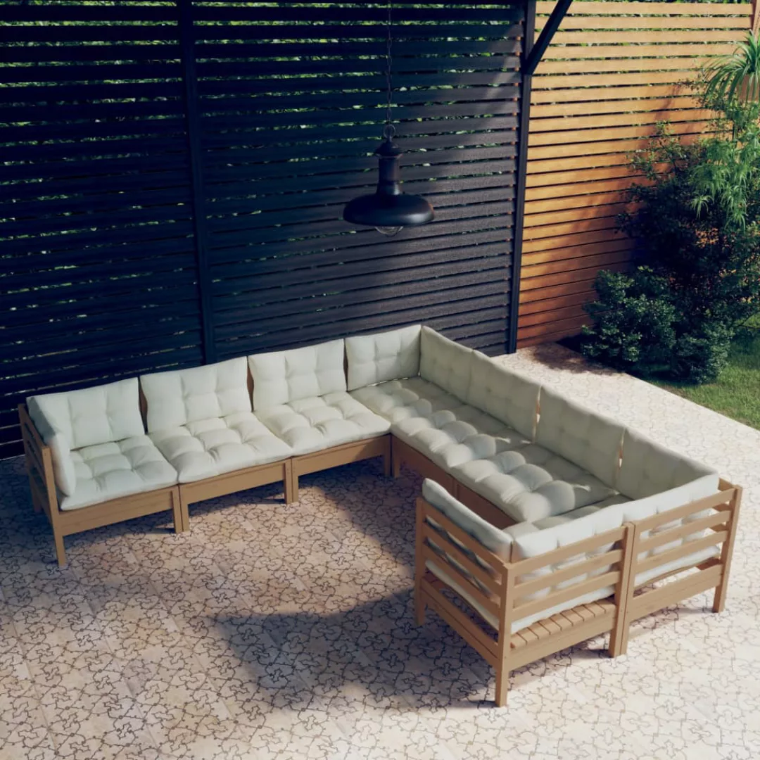 8-tlg. Garten-lounge-set Mit Kissen Honigbraun Kiefernholz günstig online kaufen