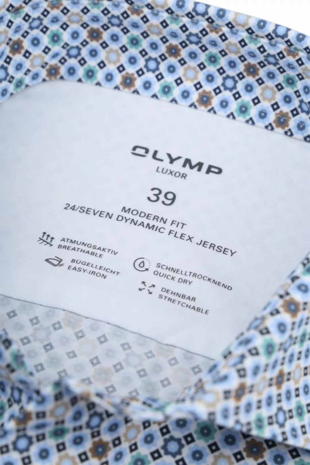 OLYMP Luxor Hemd Stretch Druck Blau - Größe 43 günstig online kaufen