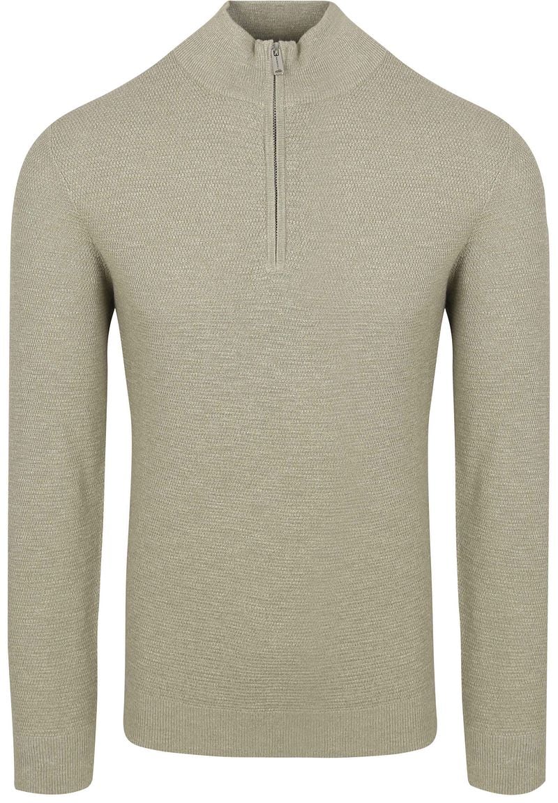 Profuomo Half Zip Pullover Struktur Mid Grün - Größe M günstig online kaufen