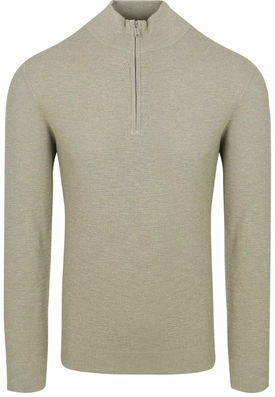 Profuomo Half Zip Pullover Struktur Mid Grün - Größe L günstig online kaufen