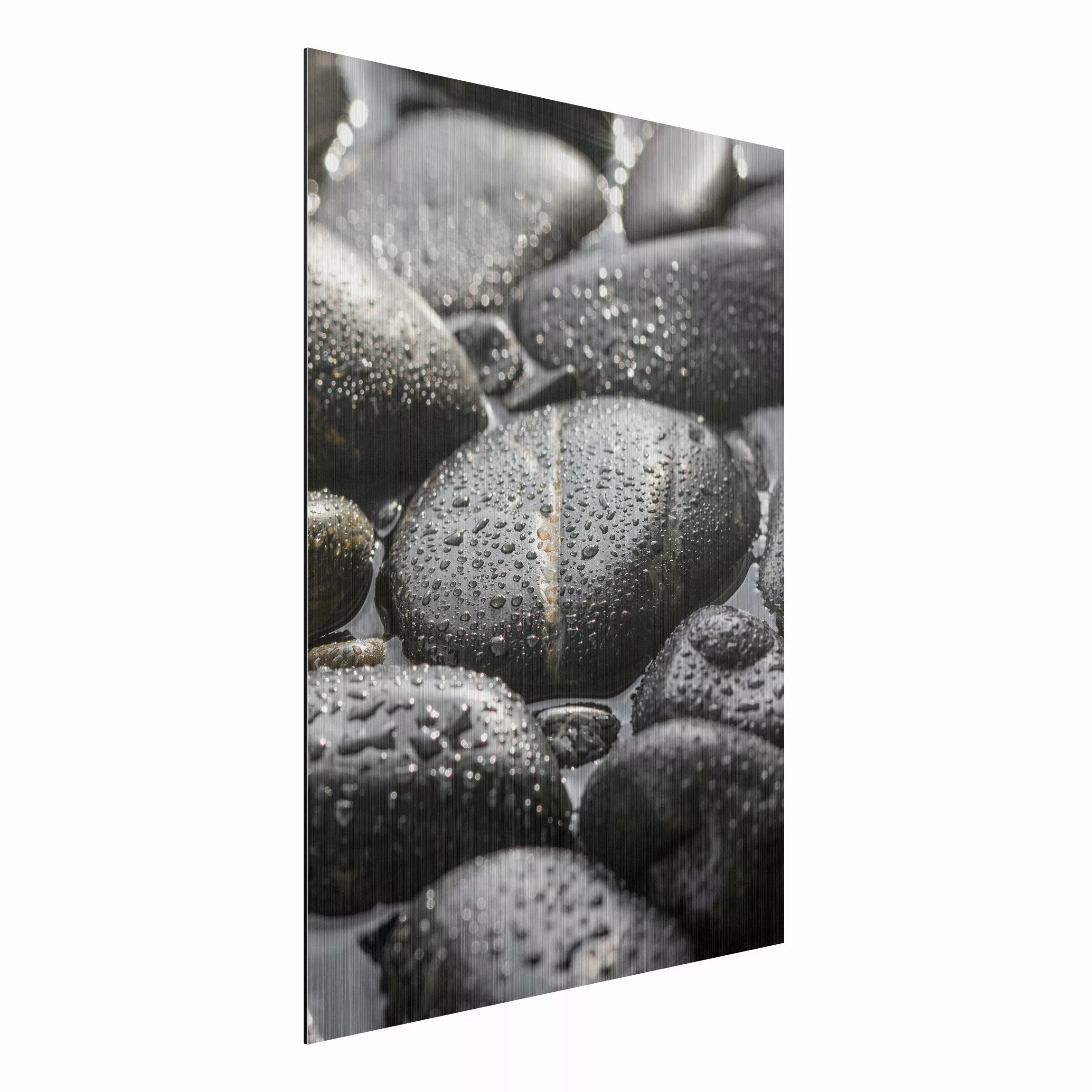 Alu-Dibond Bild - Hochformat 3:4 Schwarze Steine im Wasser günstig online kaufen
