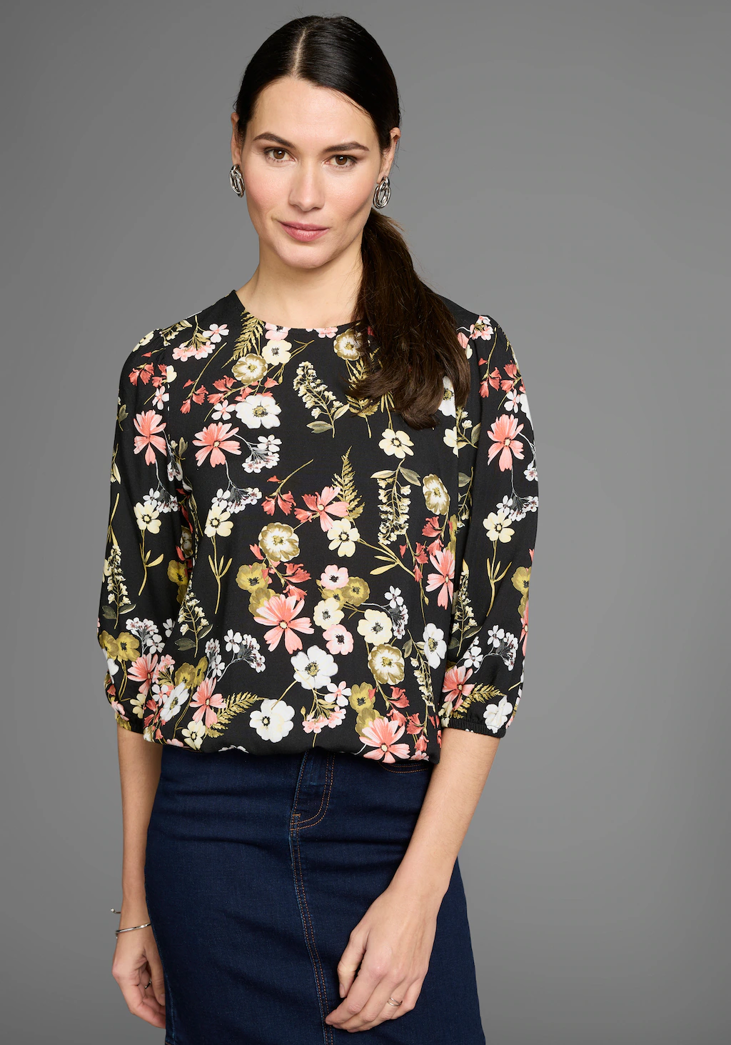 Laura Scott Druckbluse mit femininen Blumen-Print günstig online kaufen