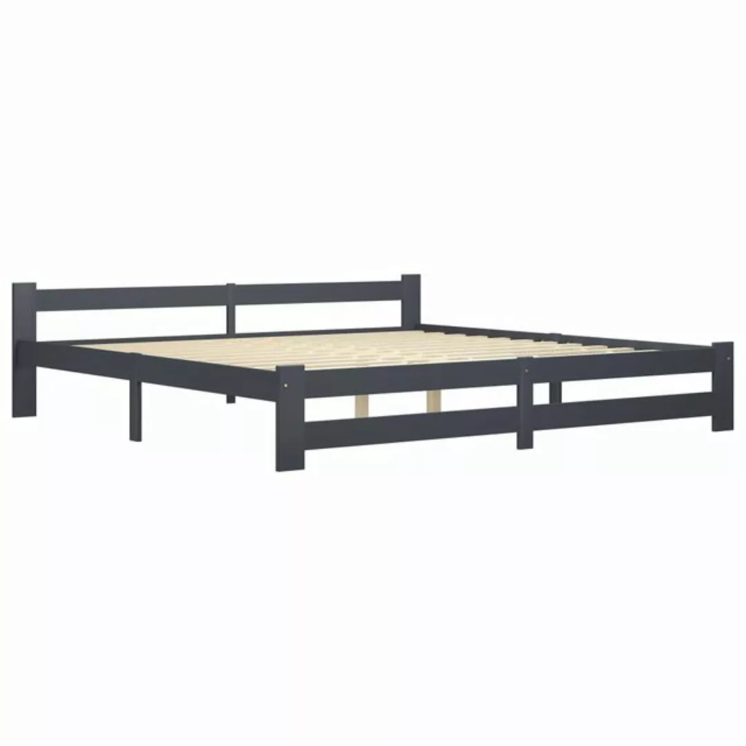 vidaXL Bettgestell Massivholzbett Dunkelgrau Kiefer 200x200 cm Doppelbett B günstig online kaufen