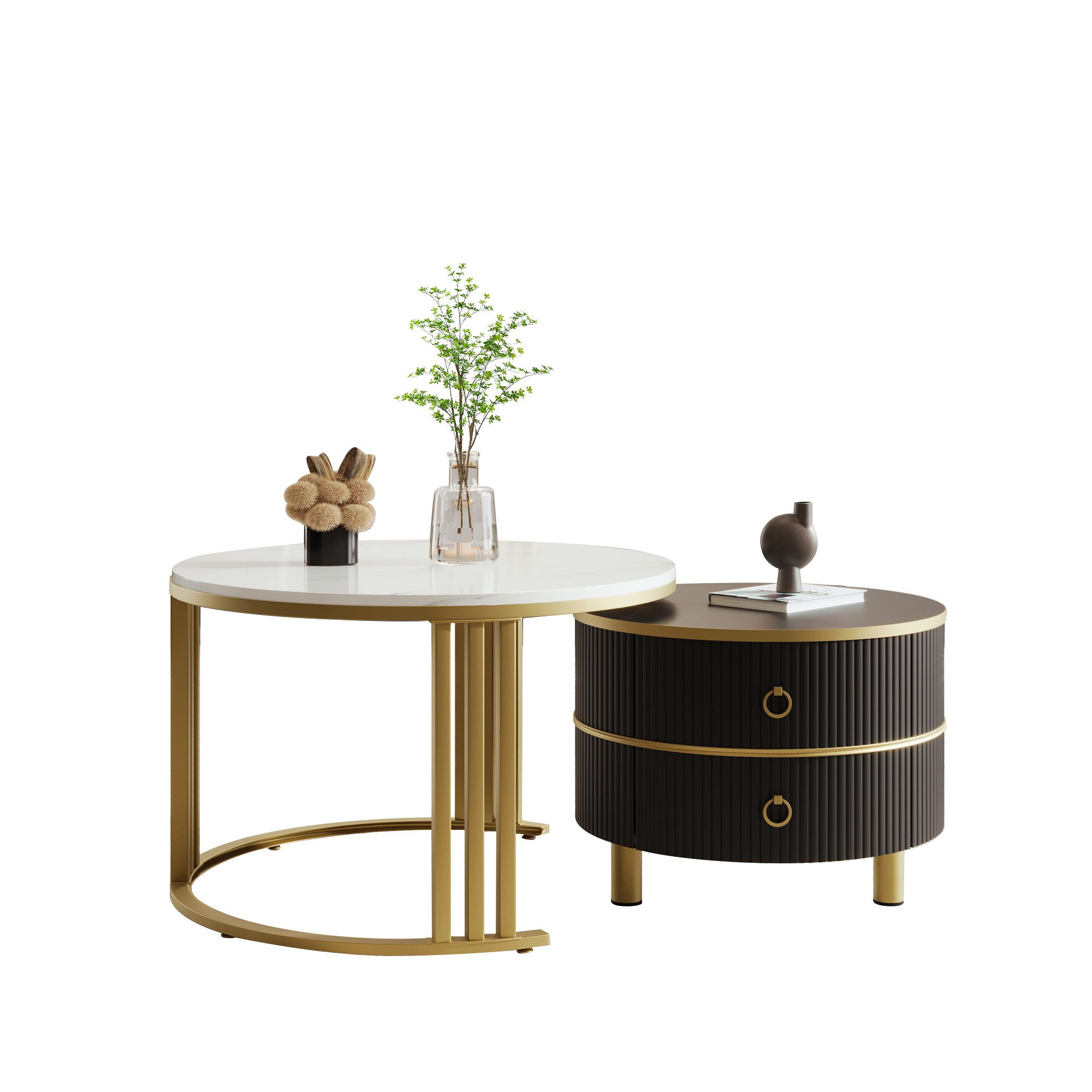 OKWISH Couchtisch 2-in-1 runder Couchtisch (Beistelltisch günstig online kaufen