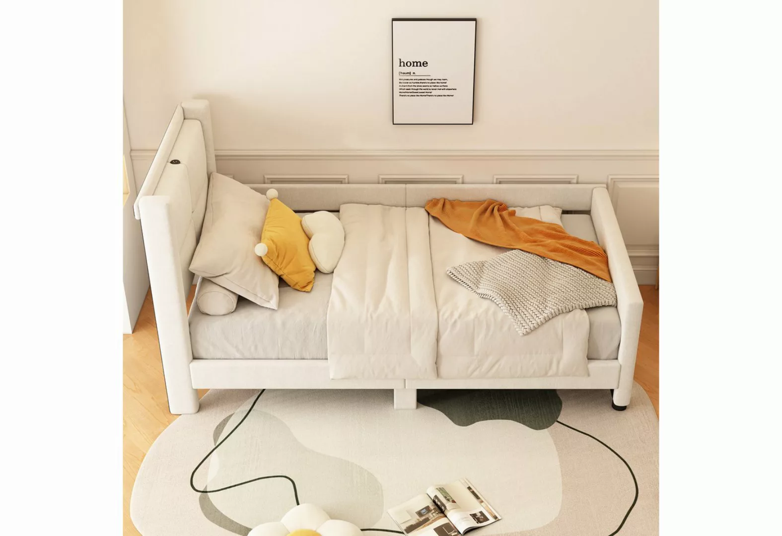 OKWISH Polsterbett Einzelbett Kinderbett Flachbett (mit USB-Anschluss, mini günstig online kaufen