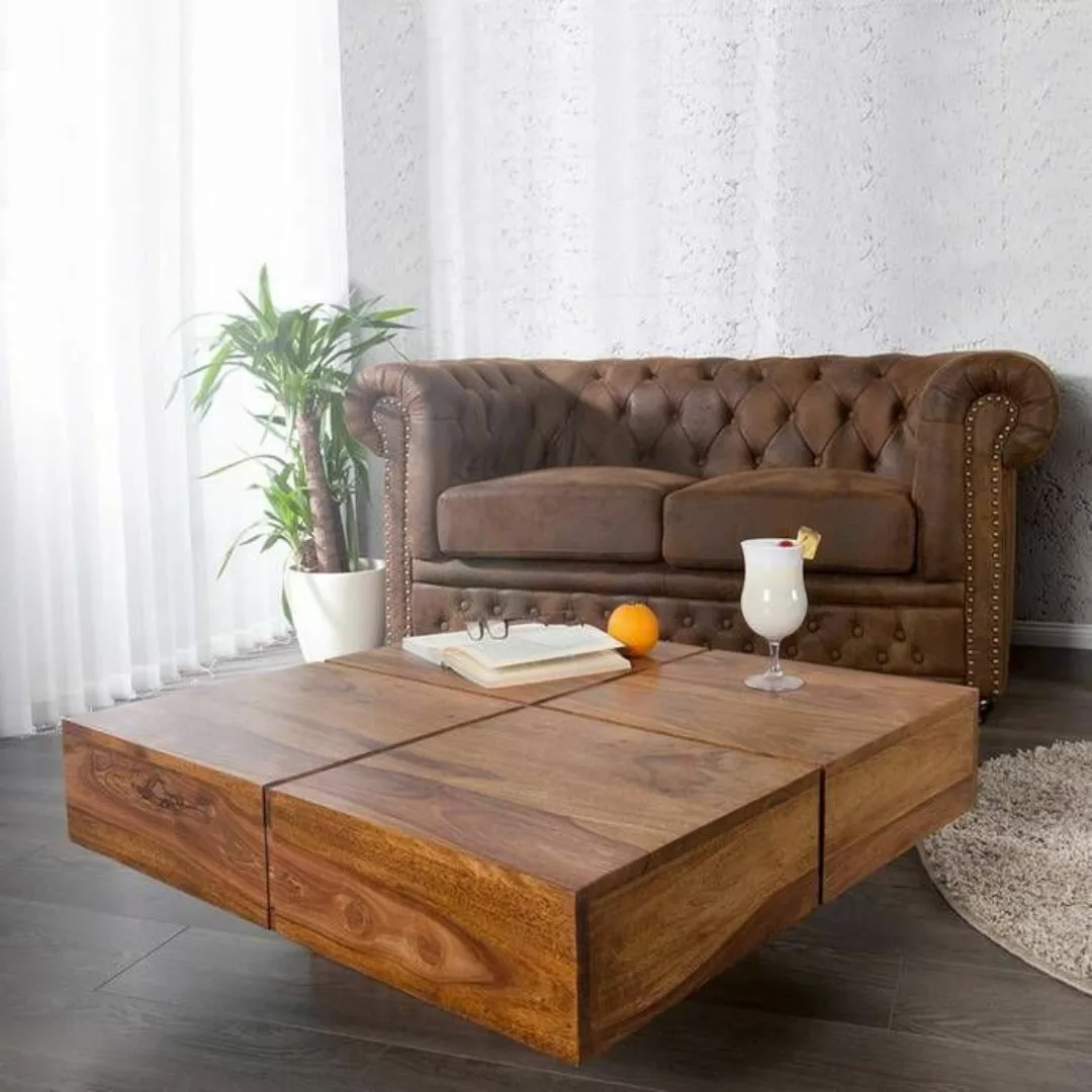 Couchtisch SALEM Sheesham massiv Holz gewachst 80cm x 80cm günstig online kaufen