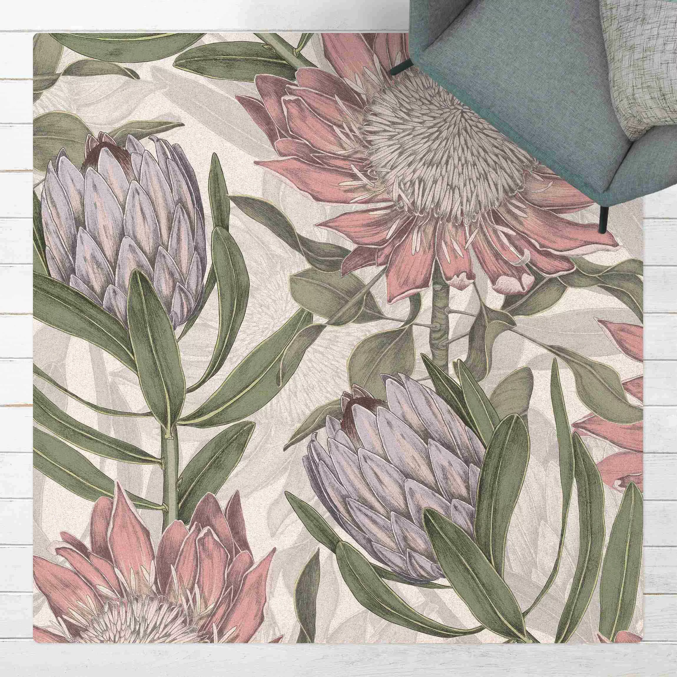 Kork-Teppich Florale Eleganz Protea günstig online kaufen
