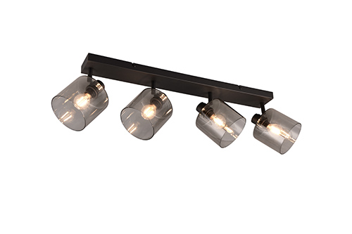Spot 4xE14 Metall Schwarz Matt / Glas Smoke günstig online kaufen