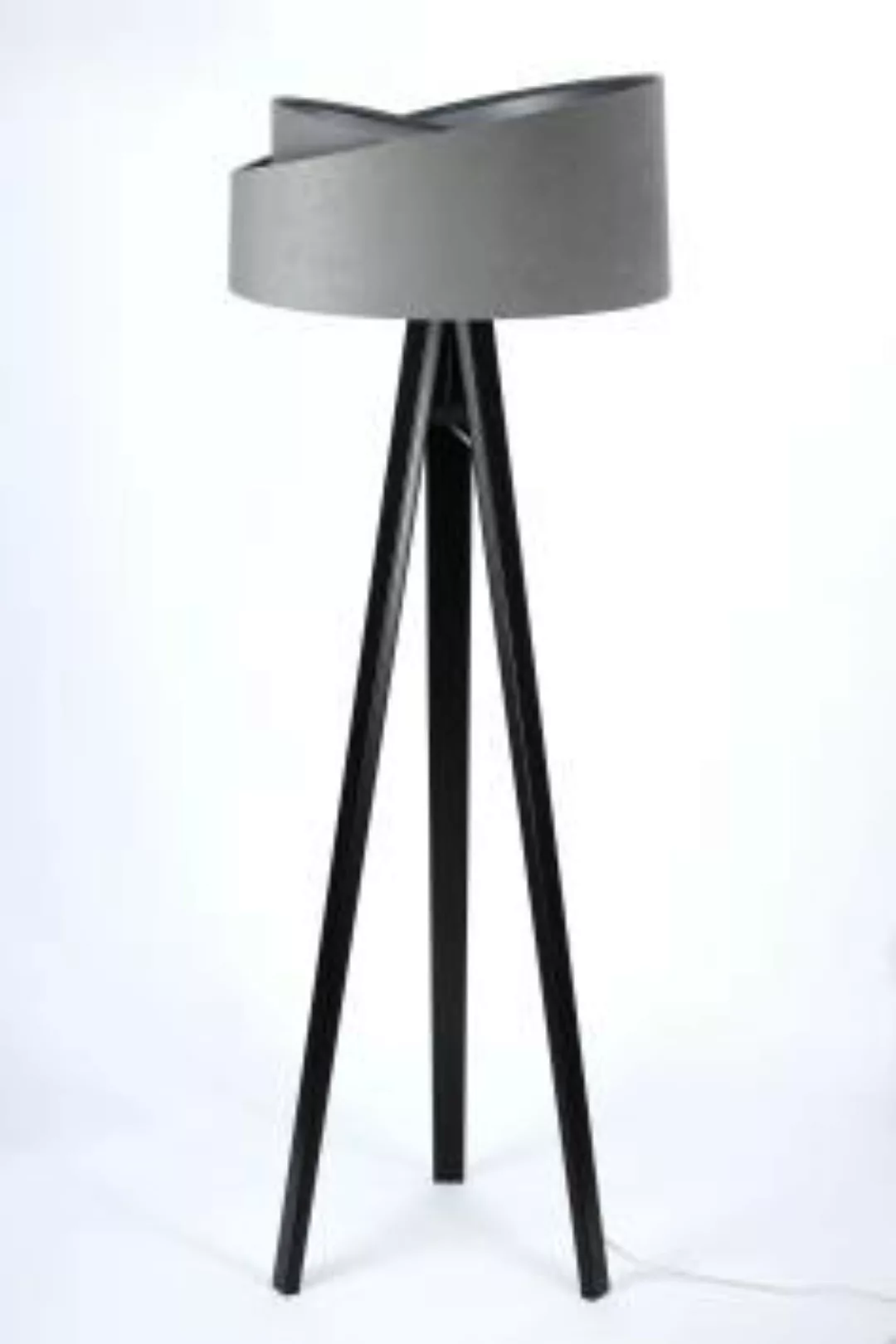 Stehlampe Grau Silber Holz Dreibein 145cm Wohnzimmer günstig online kaufen