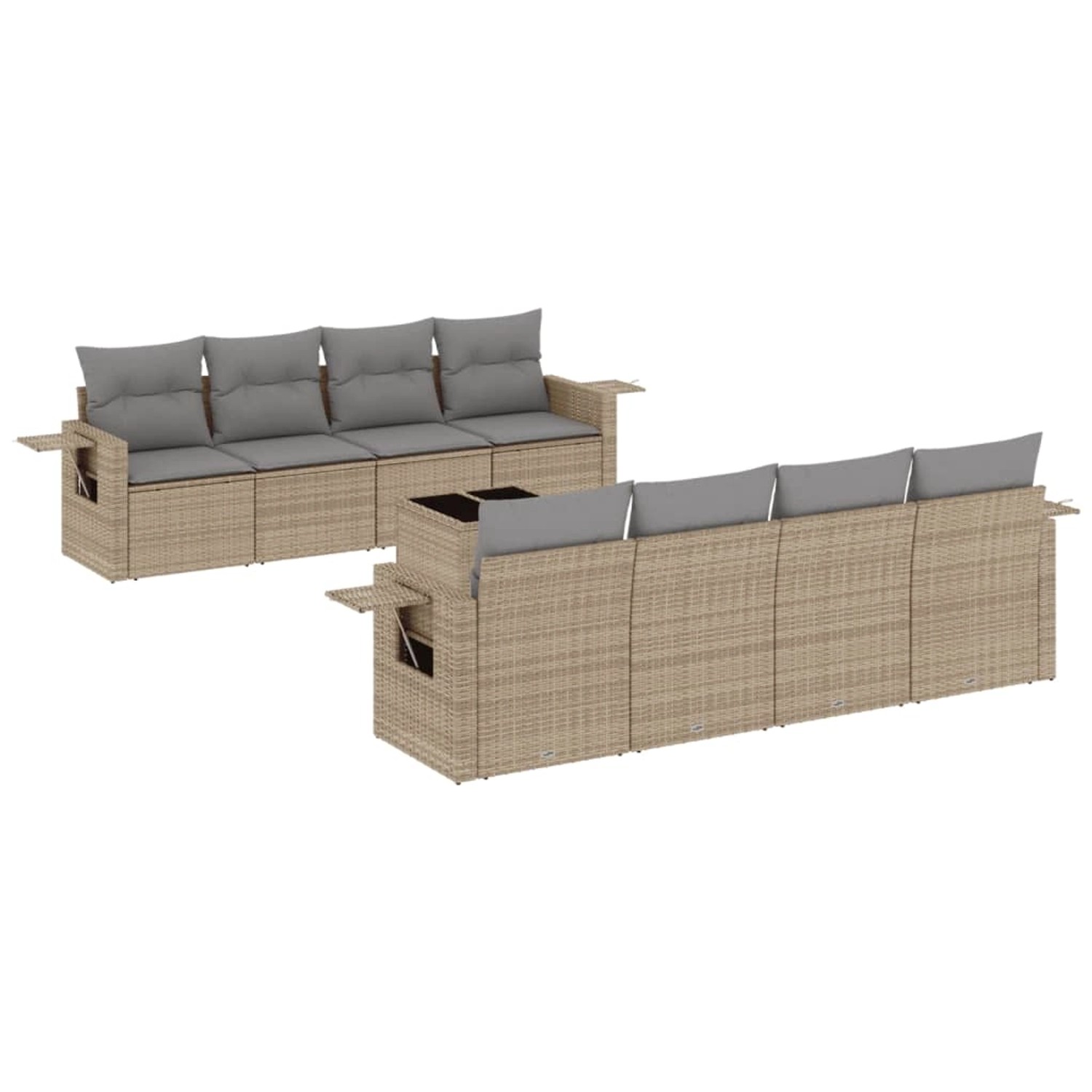 vidaXL 9-Tlg Garten-Sofagarnitur mit Kissen Beige Poly Rattan 3252286 günstig online kaufen