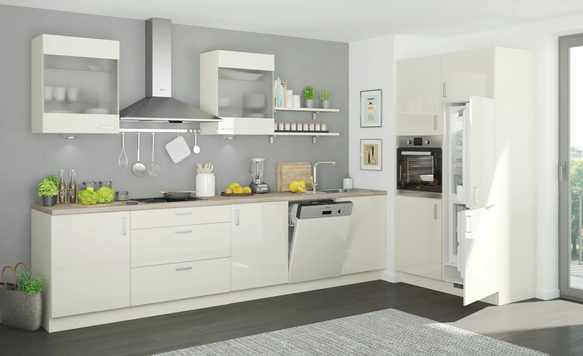 Küchenzeile ohne Elektrogeräte  Frankfurt ¦ creme Küchen-online > Küchenblö günstig online kaufen