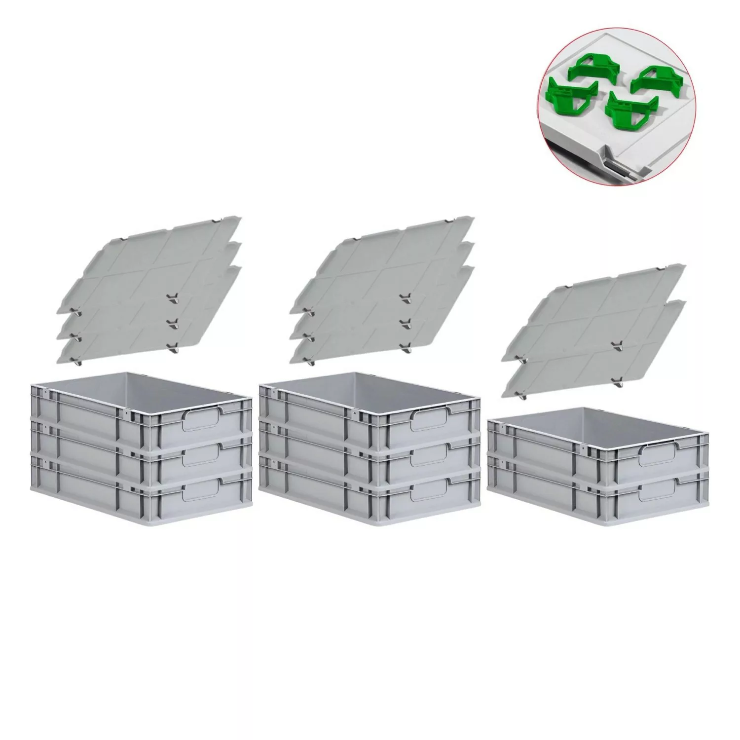 PROREGAL Spar Set 8x Eurobox Nextgen Economy Mit Auflagedeckel & 4x Schiebe günstig online kaufen