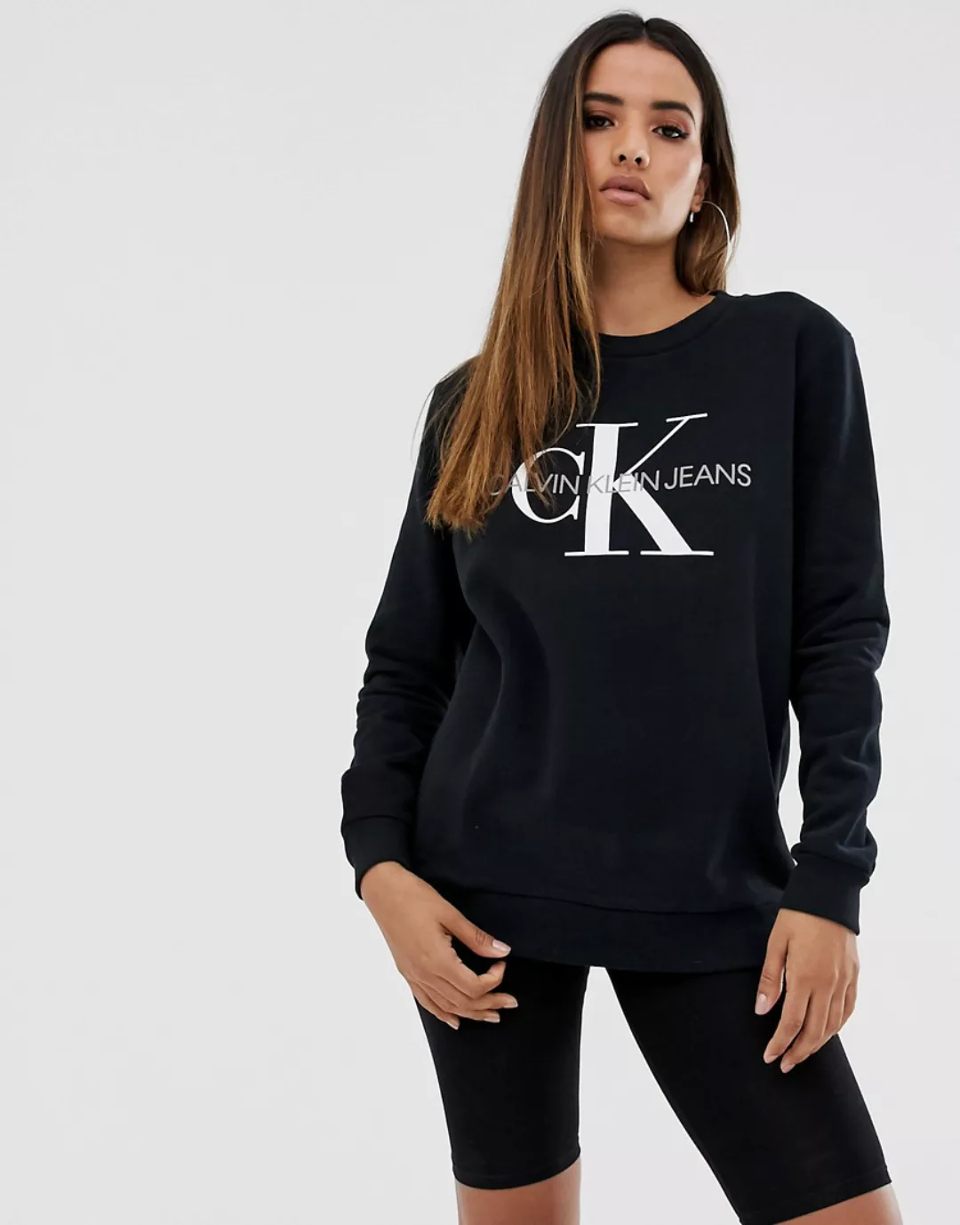 Calvin Klein Jeans – Sweatshirt mit Logo-Schwarz günstig online kaufen