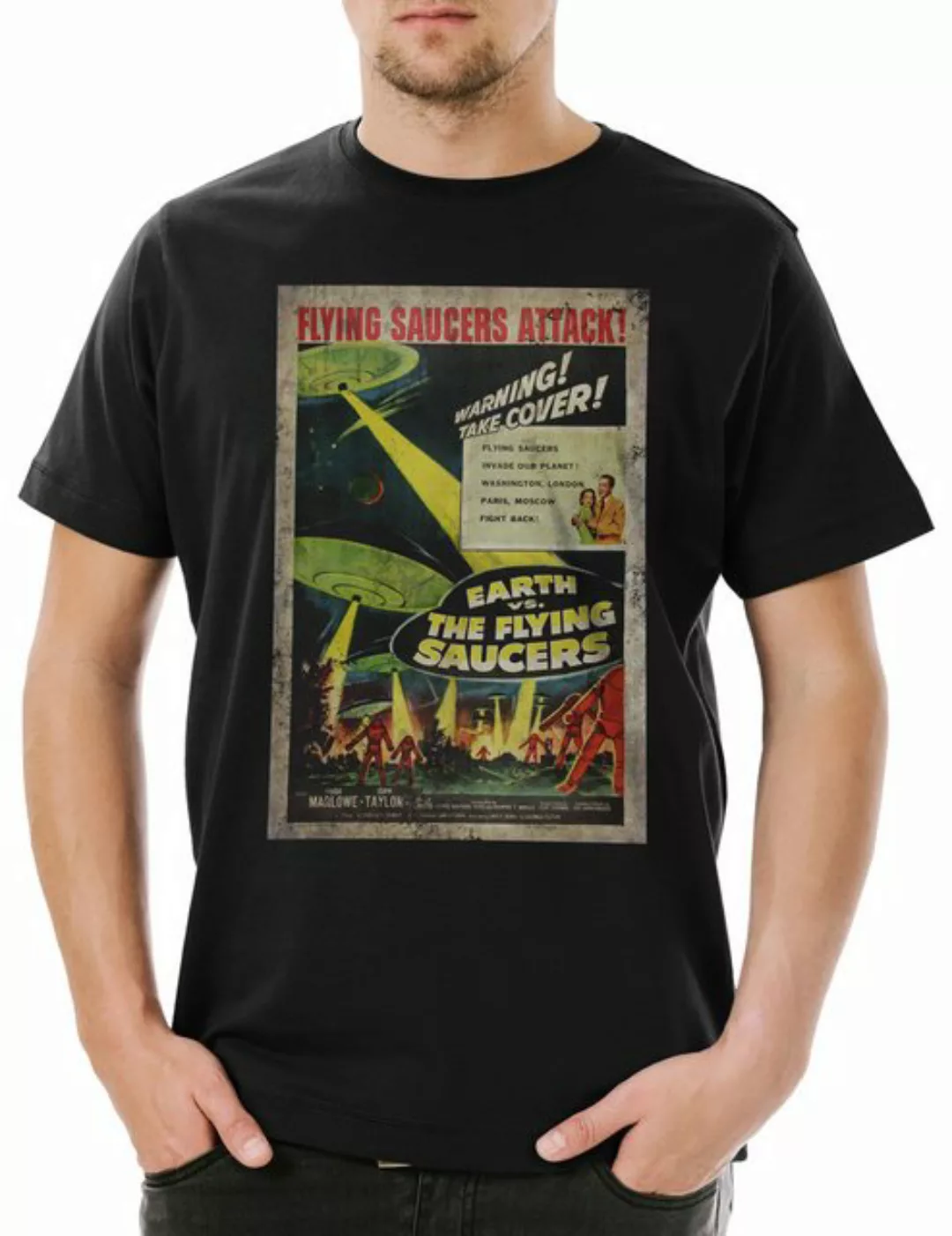 Urban Backwoods Print-Shirt Earth Vs. Flying Saucers I Herren T-Shirt Ufo F günstig online kaufen