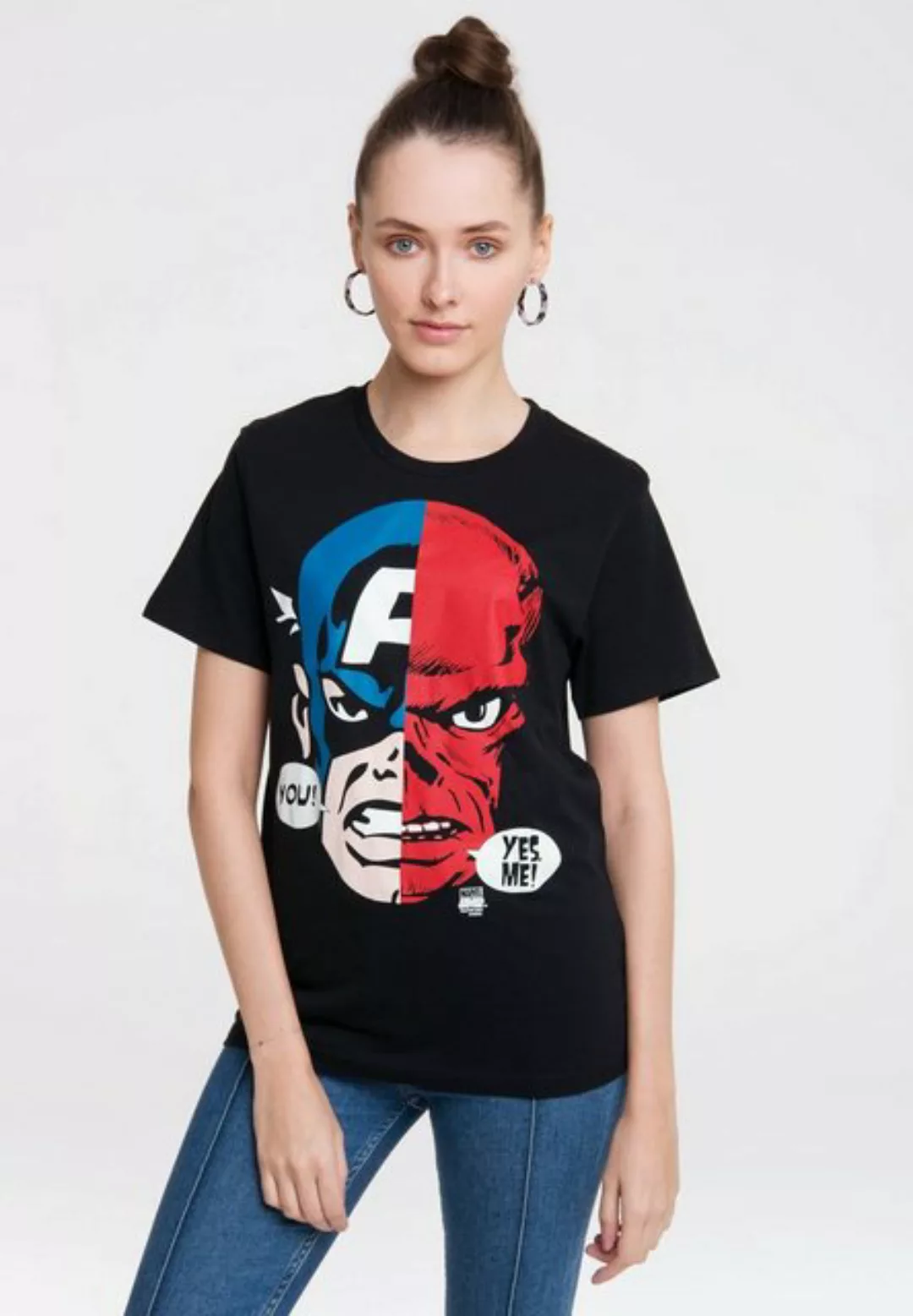 LOGOSHIRT T-Shirt "Captain America And Red Skull Faces", mit coolem Frontpr günstig online kaufen