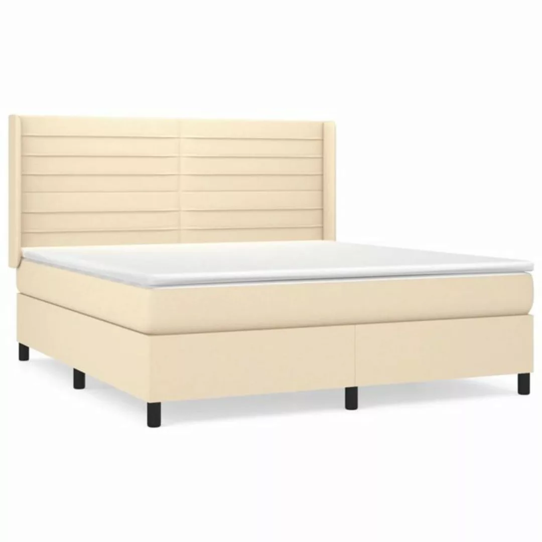 vidaXL Boxspringbett Boxspringbett mit Matratze Creme 160x200 cm Stoff Bett günstig online kaufen