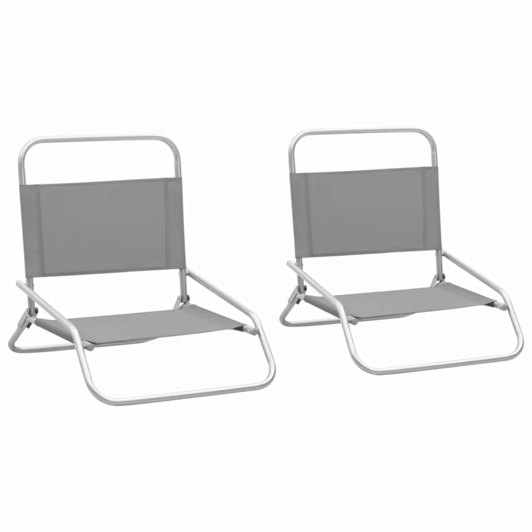 Klappbare Strandstühle 2 Stk. Grau Stoff günstig online kaufen