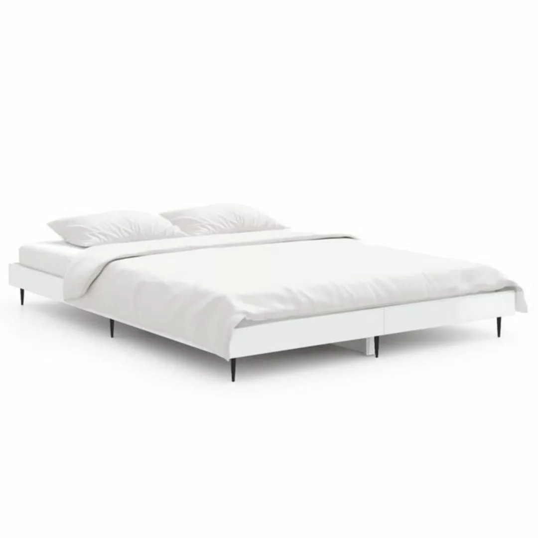 furnicato Bett Bettgestell Hochglanz-Weiß 140x190 cm Holzwerkstoff günstig online kaufen