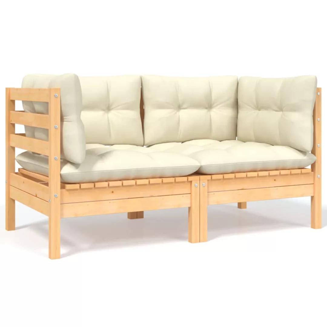 2-sitzer-gartensofa Mit Creme Kissen Massivholz Kiefer günstig online kaufen