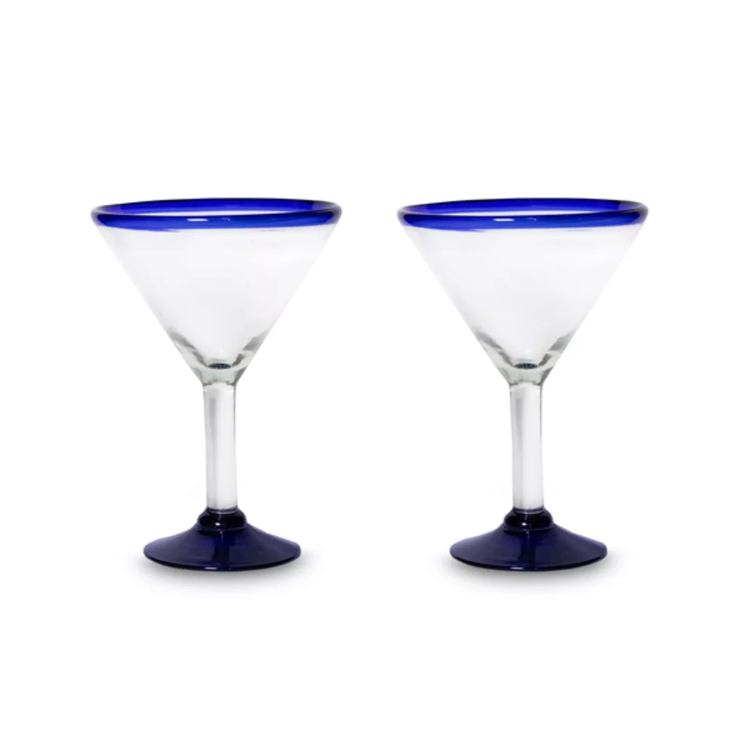 Martini Gläser Aus Mexiko Im 2er Set Blauer Rand Traditional günstig online kaufen