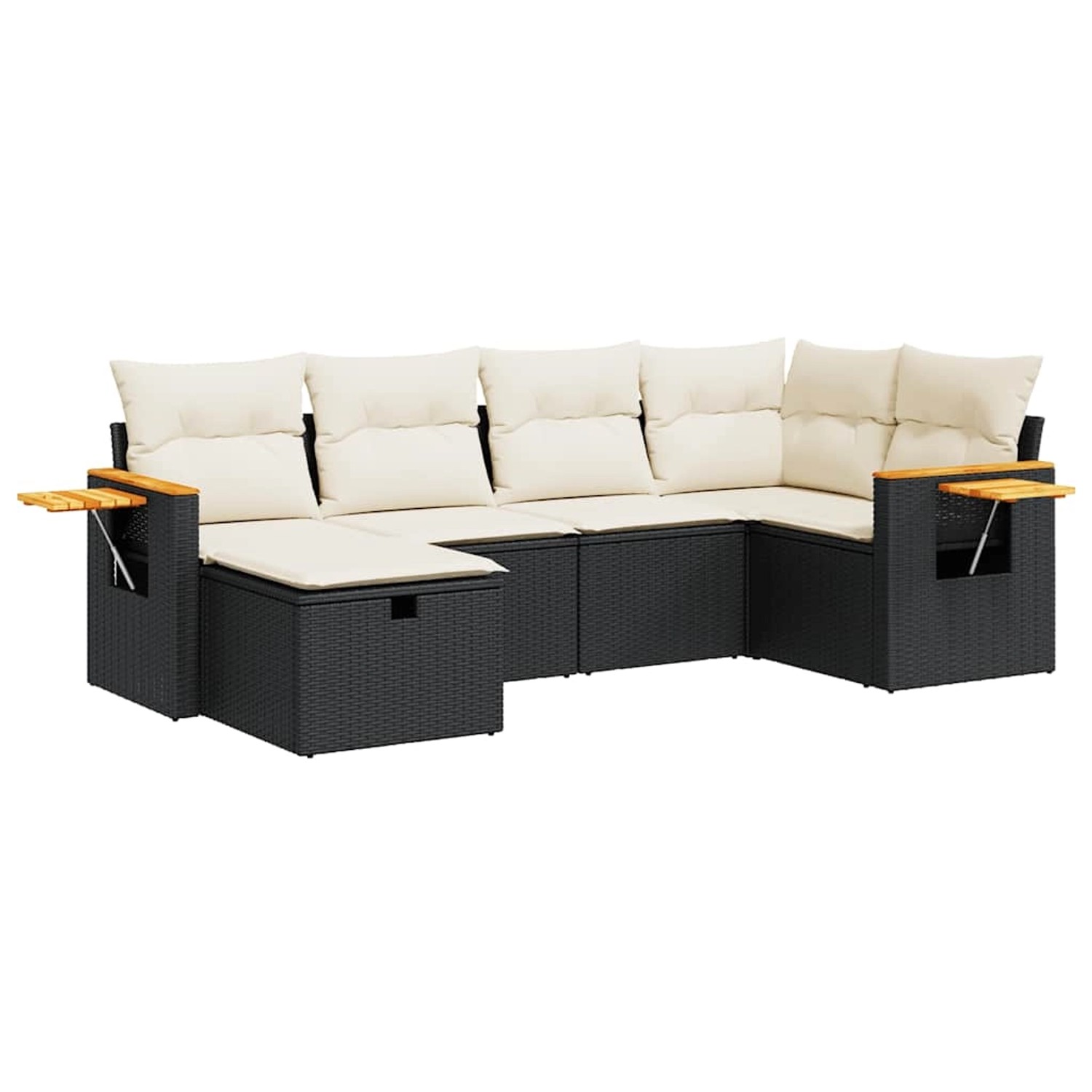 vidaXL 6-Tlg Garten-Sofagarnitur mit Kissen Schwarz Poly Rattan 3325969 günstig online kaufen