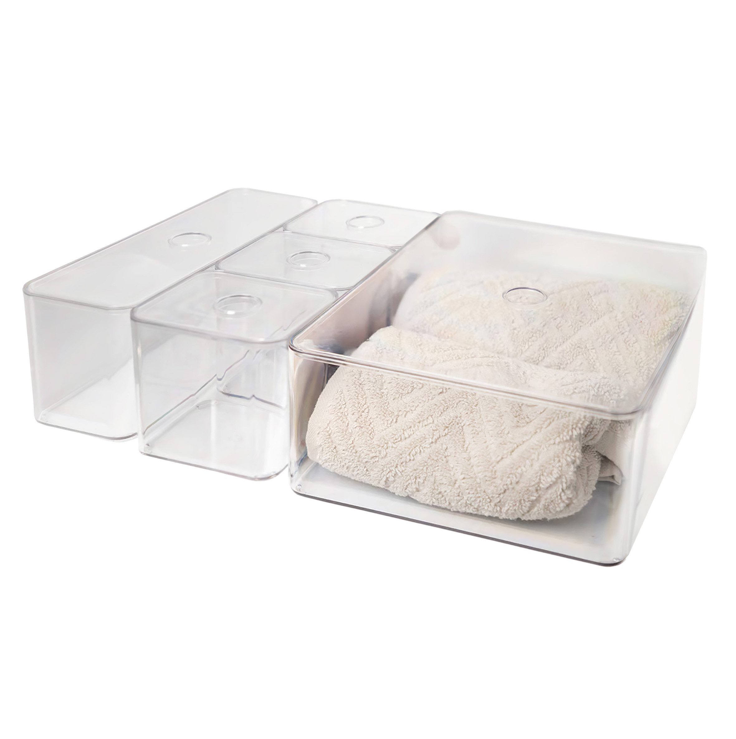 Spetebo Aufbewahrungsbox Badezimmer Organizer transparent (Set günstig online kaufen