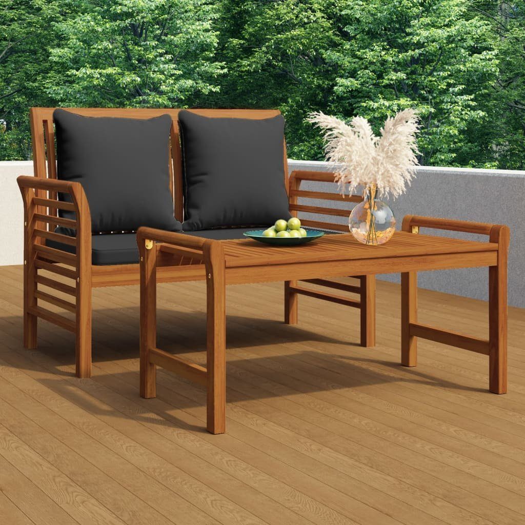 furnicato Gartenbank Sofabank mit Dunkelgrauen Kissen günstig online kaufen