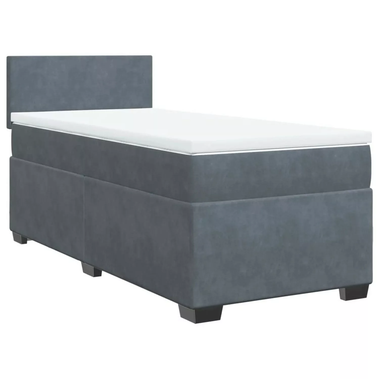 vidaXL Boxspringbett, Boxspringbett mit Matratze Dunkelgrau 90x190 cm Samt günstig online kaufen