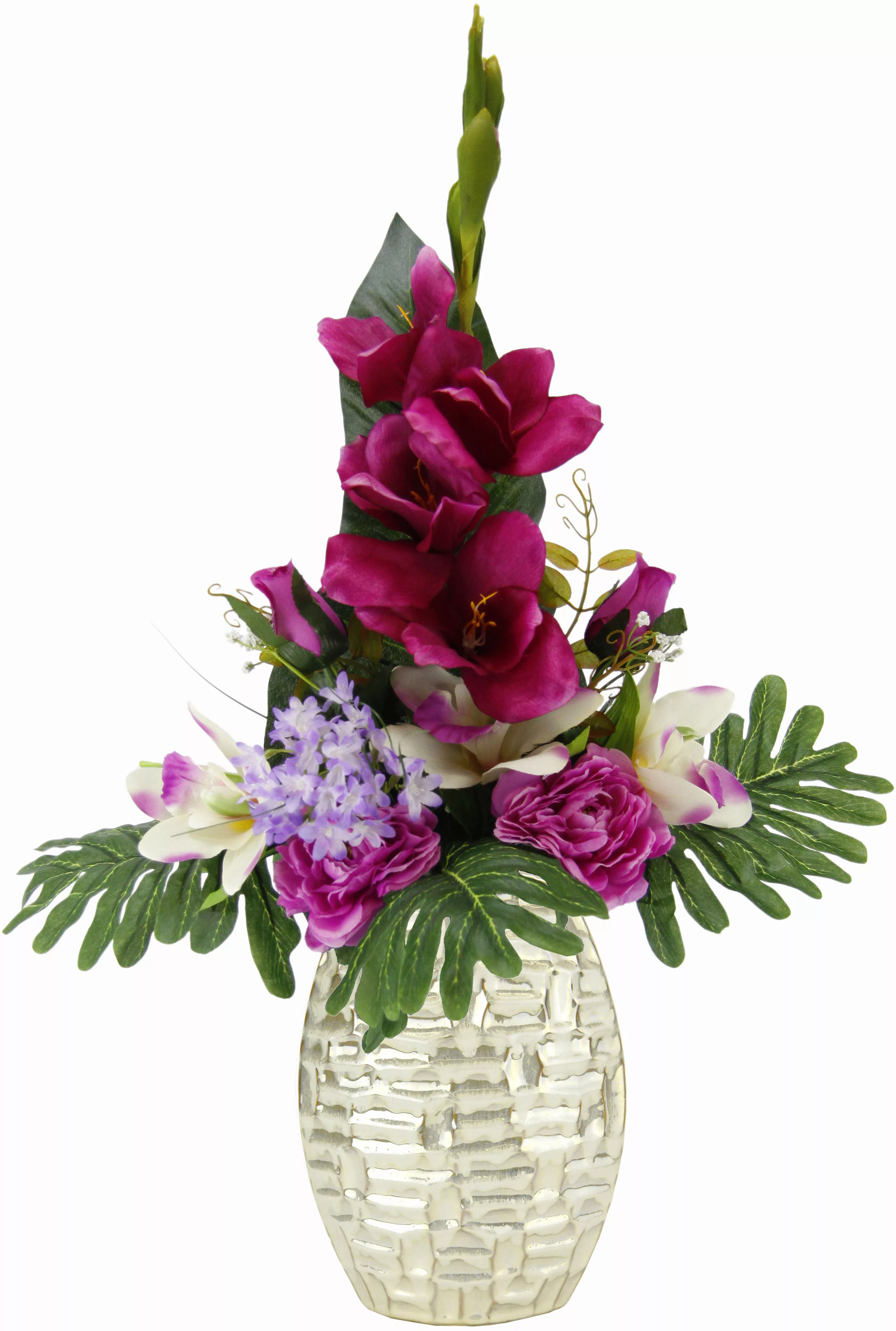 I.GE.A. Kunstpflanze "Arrangement Gladiole / Rosen in Vase" günstig online kaufen