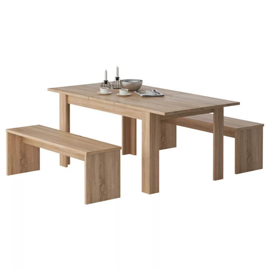 Tischgruppe Sylt Eiche Sonoma Nachbildung Spanplatte B/H/T: ca. 140x75x90 c günstig online kaufen