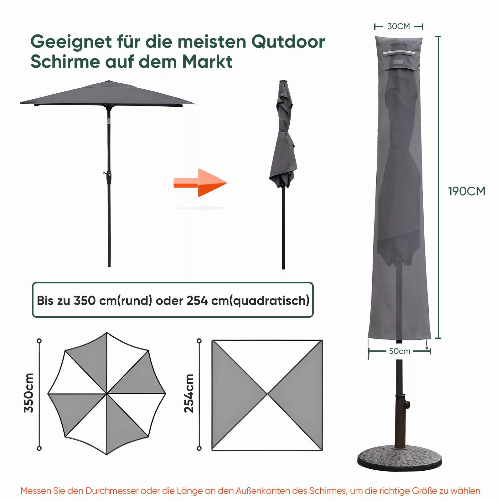 Sekey Sonnenschirm-Schutzhülle für Sonnenschirm bis Ø350cm günstig online kaufen