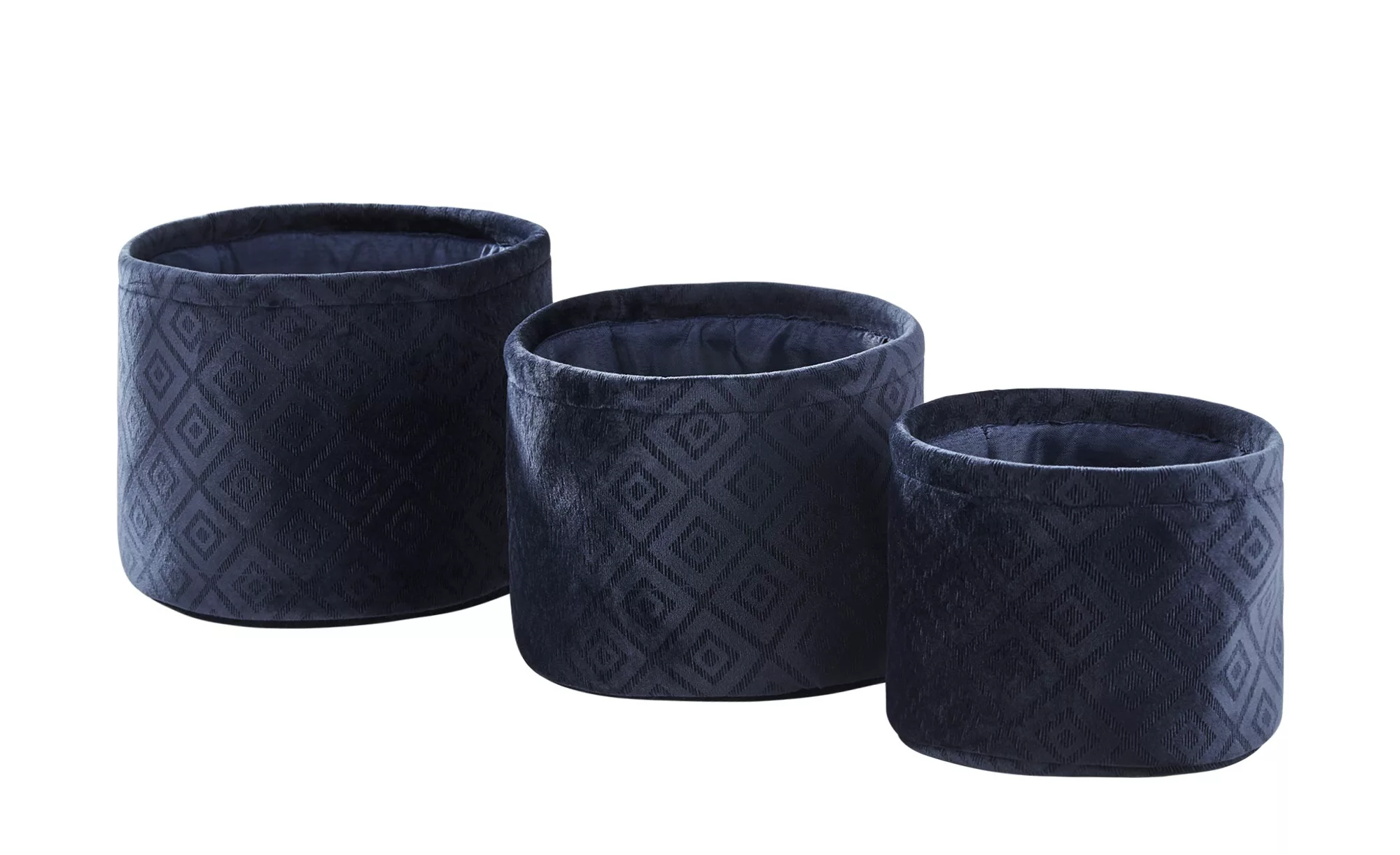 Aufbewahrungskörbe, 3er-Set - blau - Samt - 16 cm - Sconto günstig online kaufen
