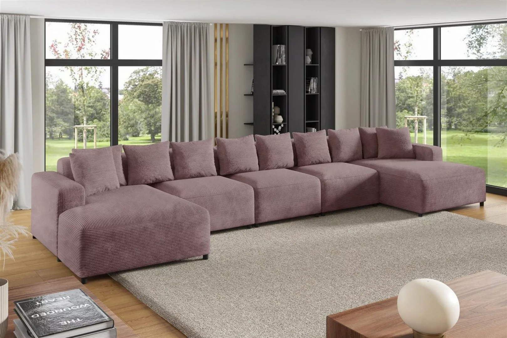 Fun Möbel Wohnlandschaft Sofa U-Form MEGAN XL in Stoff Poso, inkl. Zierkiss günstig online kaufen