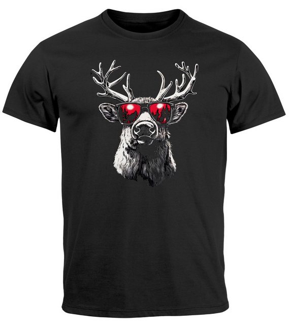 MoonWorks Print-Shirt Herren T-Shirt Weihnachten Aufdruck Rentier Hirsch mi günstig online kaufen