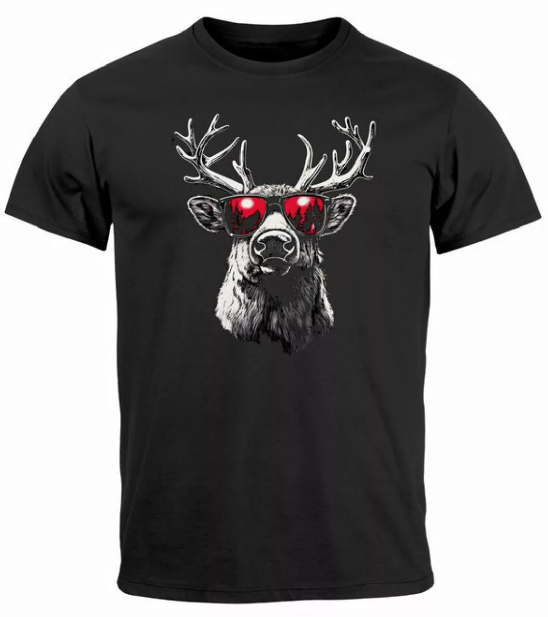 MoonWorks Print-Shirt Herren T-Shirt Weihnachten Aufdruck Rentier Hirsch mi günstig online kaufen