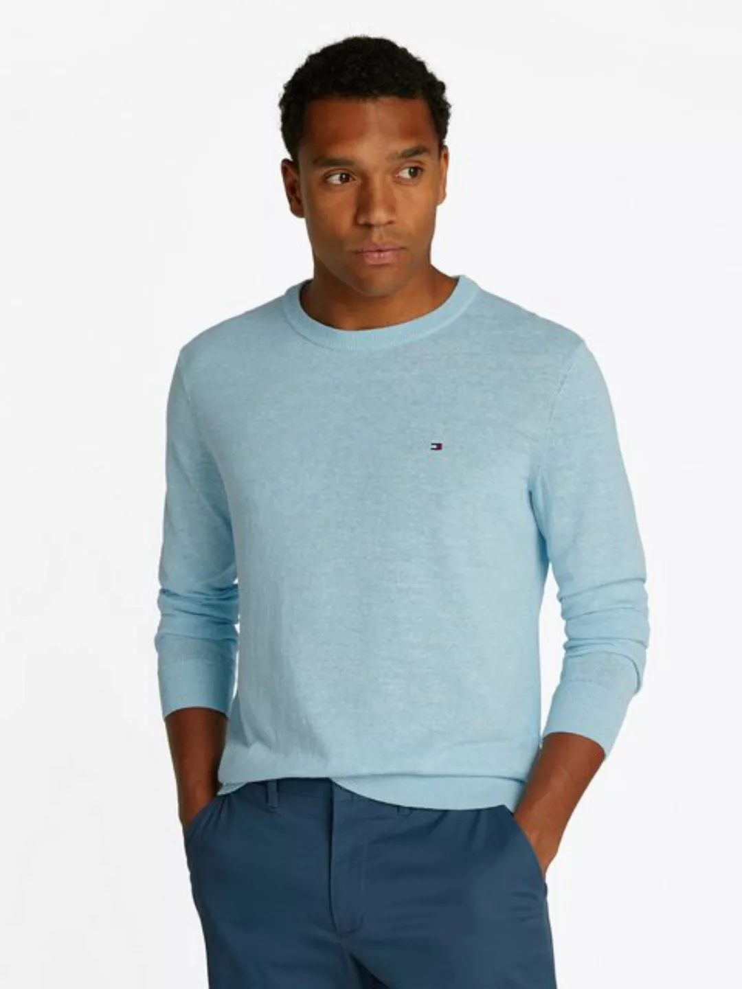 Tommy Hilfiger Rundhalspullover COTTON LINEN CREW NECK günstig online kaufen