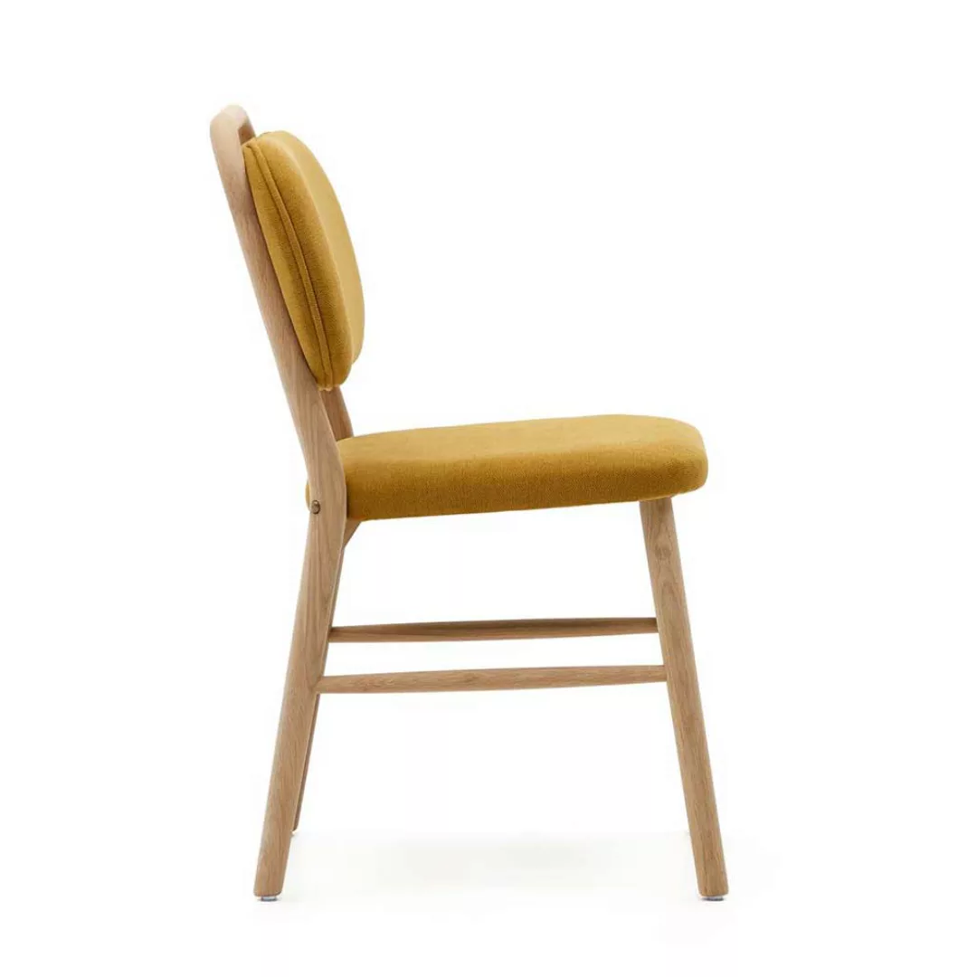 Design Esszimmerstühle in Senfgelb und Eiche Gestell aus Massivholz (2er Se günstig online kaufen