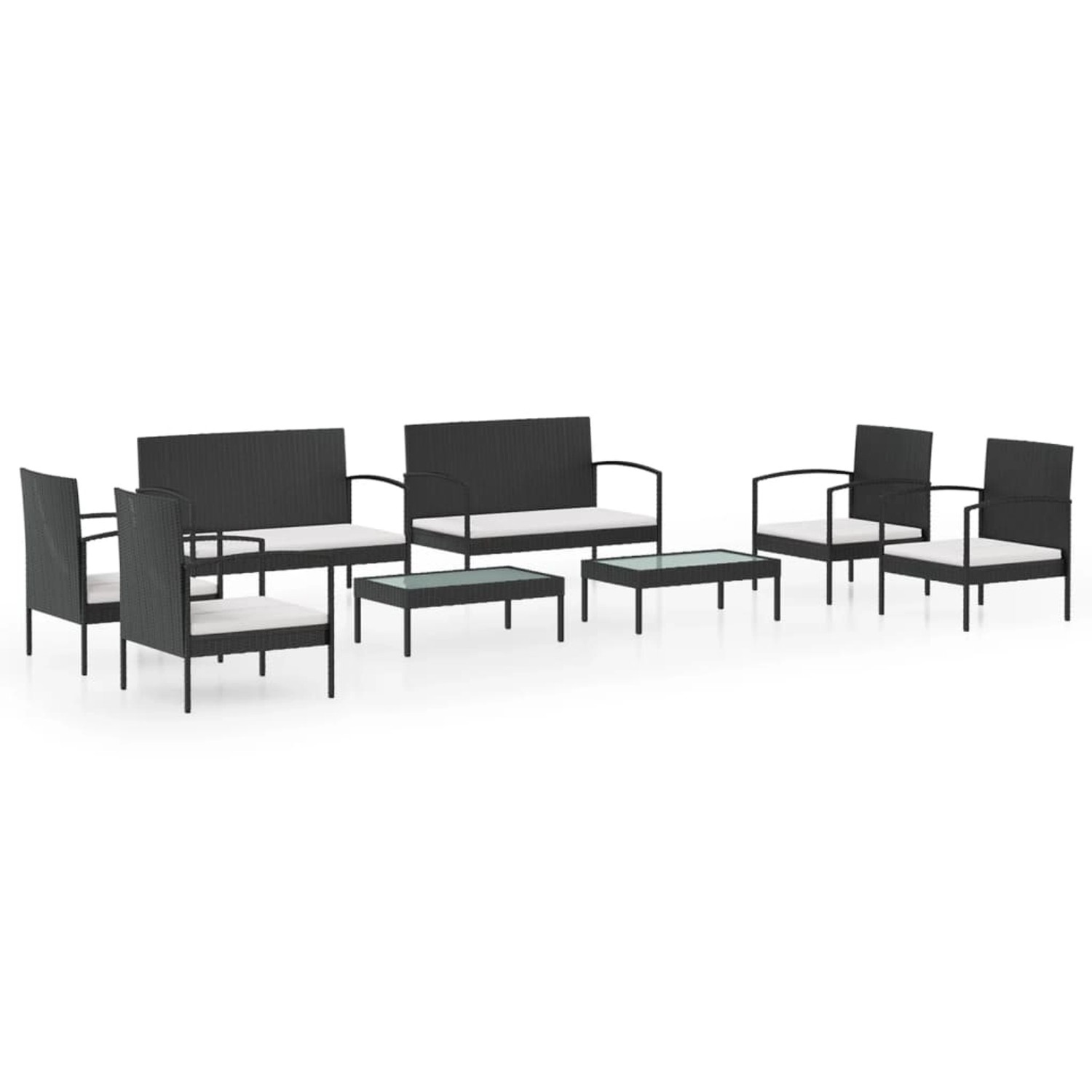 8-tlg. Garten-lounge-set Mit Auflagen Poly Rattan Schwarz günstig online kaufen