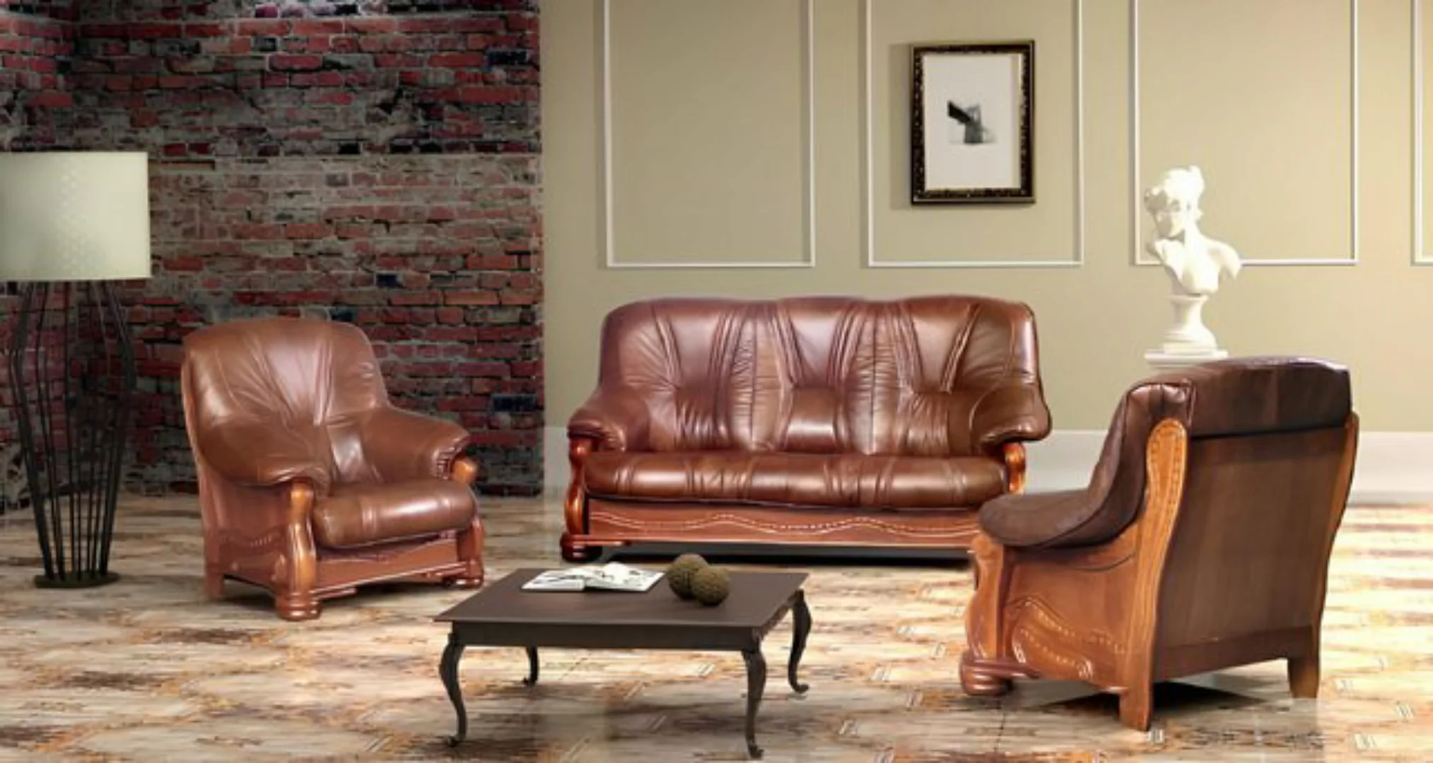 Xlmoebel Sofa Sofa-Set aus 100% italienischem Rindsleder - Garnitur OMEGA, günstig online kaufen