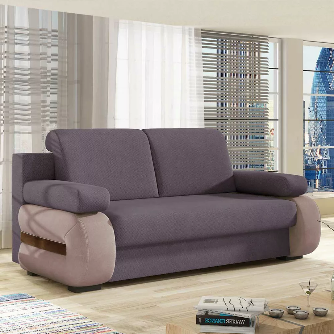 Schlafsofa Zweisitzer Schlafsofa in Mauve und Altrosa günstig online kaufen