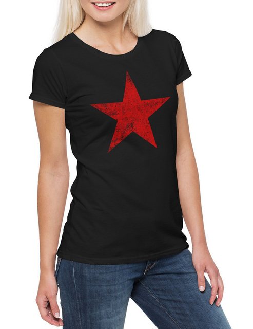 Urban Backwoods Print-Shirt Punk Star Damen T-Shirt Anarchy Rock Music Red günstig online kaufen