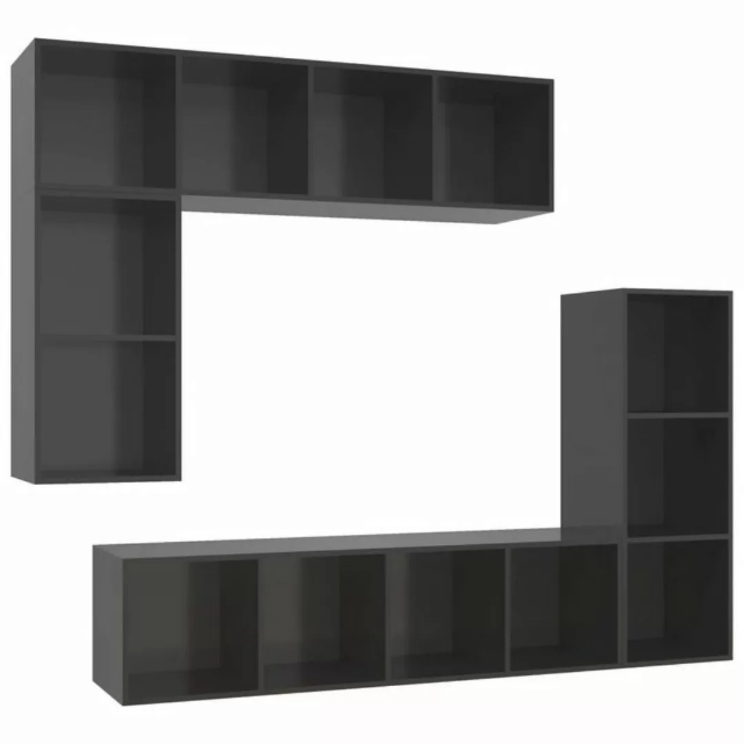 furnicato TV-Schrank 4-tlg. TV-Schrank-Set Hochglanz-Grau Holzwerkstoff (1- günstig online kaufen