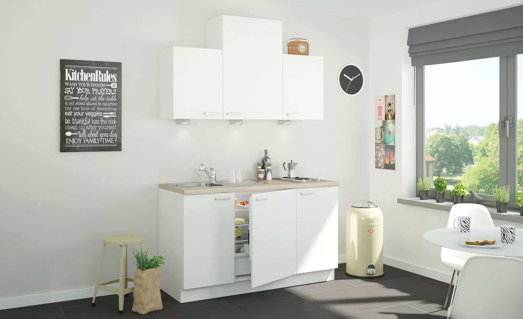 Küchenzeile mit Elektrogeräten  Aue ¦ weiß ¦ Maße (cm): B: 150 Küchen-onlin günstig online kaufen