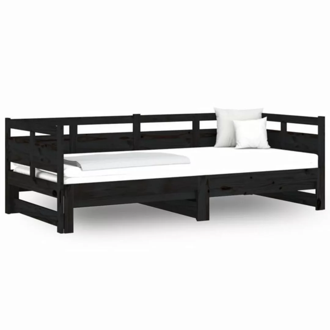 furnicato Bett Tagesbett Ausziehbar Schwarz Massivholz Kiefer 2x(90x200) cm günstig online kaufen