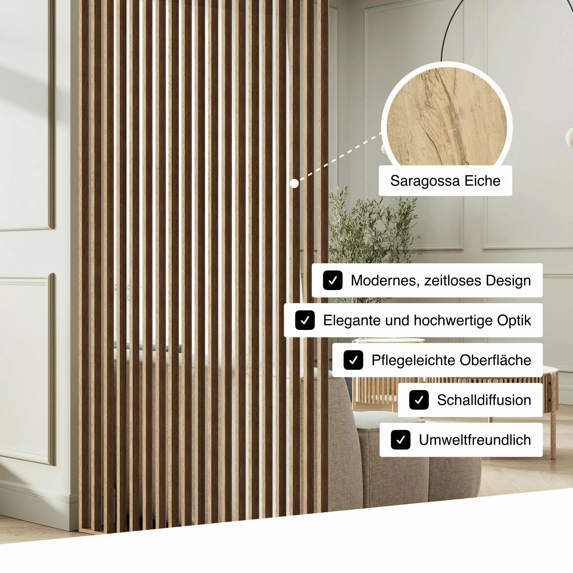 Hexim Raumteiler, Lamellenwand 275x58cm MDF Raumtrenner günstig online kaufen