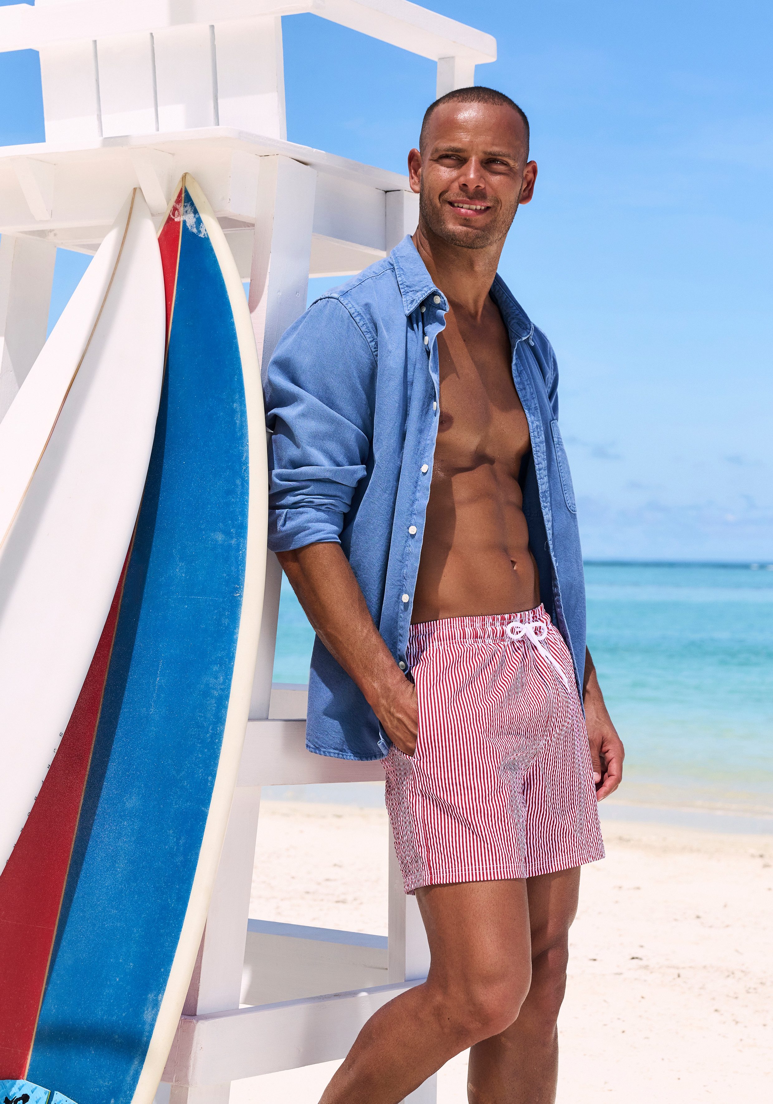 Venice Beach Badeshorts mit Seersucker-Effekt günstig online kaufen