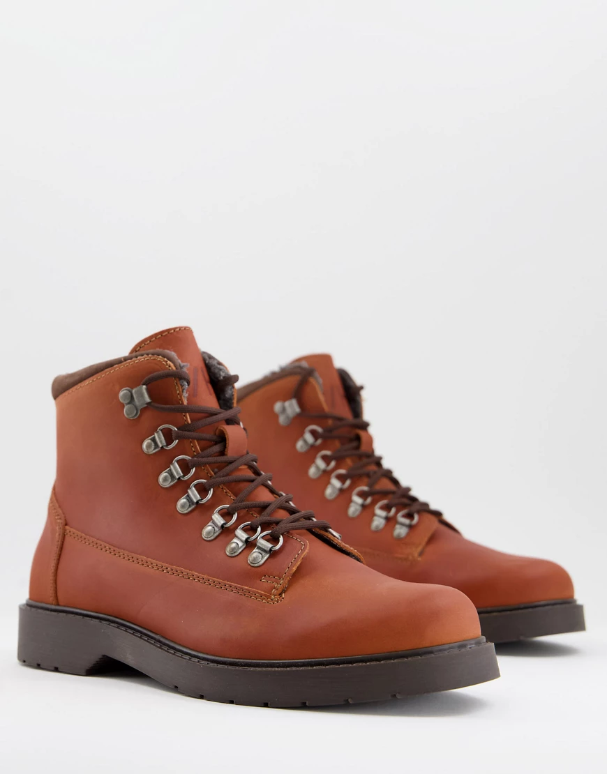 Selected Homme – Wanderstiefel mit Teddyfutter in Hellbraun günstig online kaufen