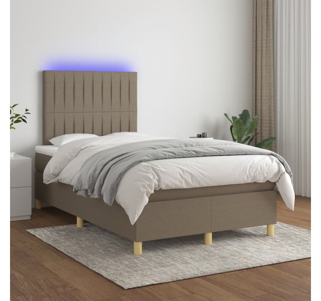 vidaXL Boxspringbett Boxspringbett mit Matratze LED Taupe 120x200 cm Stoff günstig online kaufen