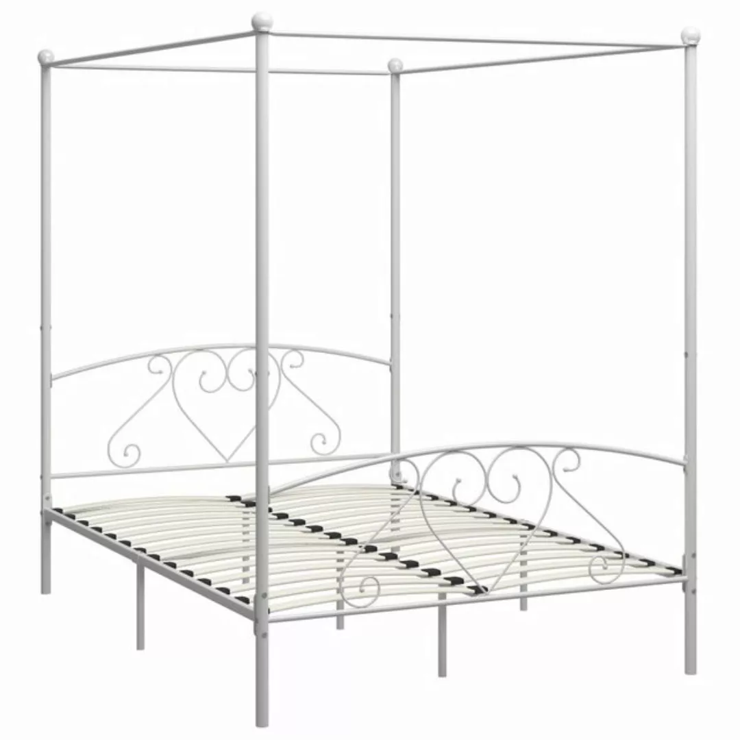 vidaXL Himmelbett Himmelbett-Gestell Weiß Metall 160 x 200 cm Bett Bettrahm günstig online kaufen